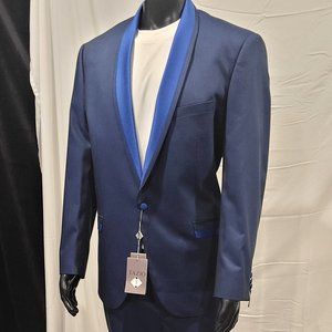 NWT Tazio Italian Men's Royal Blue & Navy Blue Suit wedding groom or guest